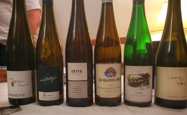 Les 6 bouteilles de riesling de la soirée